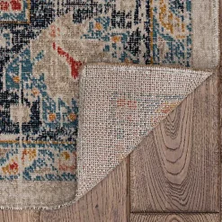 Sale Kirklands Home Ivory and Blue Traditional Floral Area Rug, 5x7