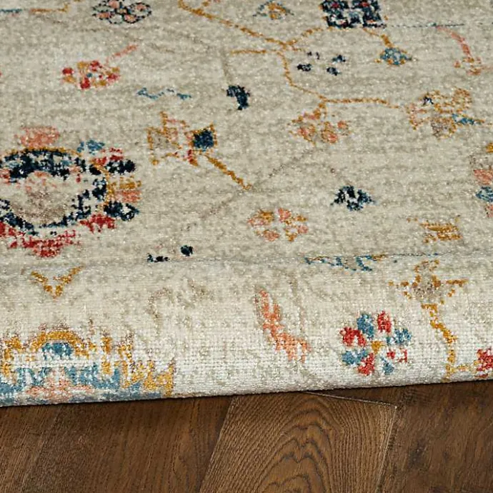 Sale Kirklands Home Ivory and Blue Traditional Floral Area Rug, 5x7