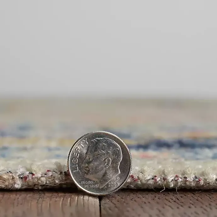 Sale Kirklands Home Ivory and Blue Traditional Floral Area Rug, 5x7