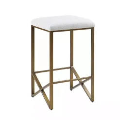 New Kirklands Home Ivory and Gold Backless Counter Stool White
