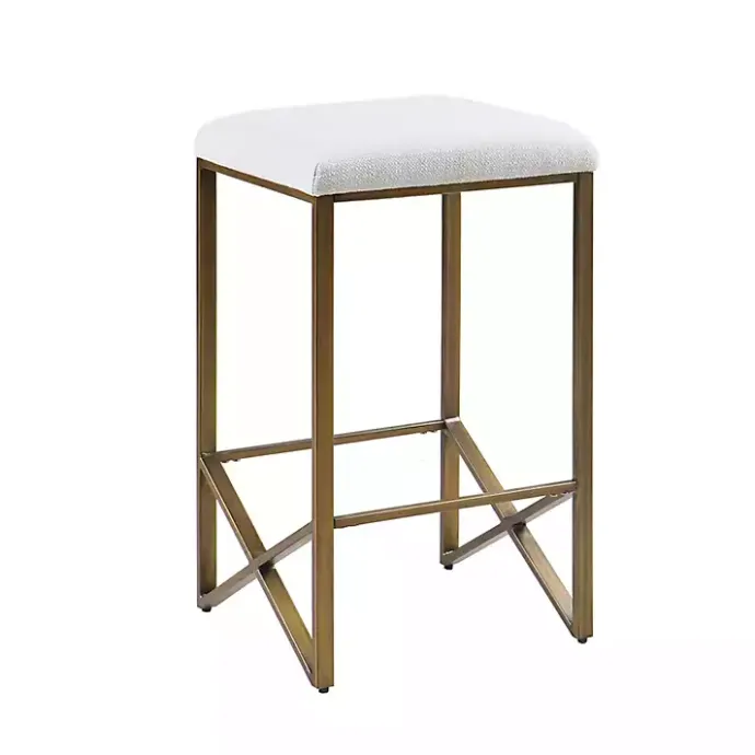 New Kirklands Home Ivory and Gold Backless Counter Stool White