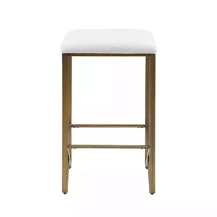 New Kirklands Home Ivory and Gold Backless Counter Stool White