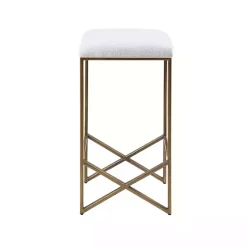 New Kirklands Home Ivory and Gold Backless Counter Stool White