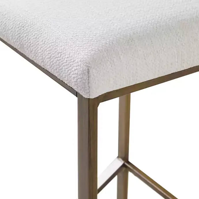 New Kirklands Home Ivory and Gold Backless Counter Stool White
