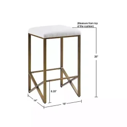 New Kirklands Home Ivory and Gold Backless Counter Stool White