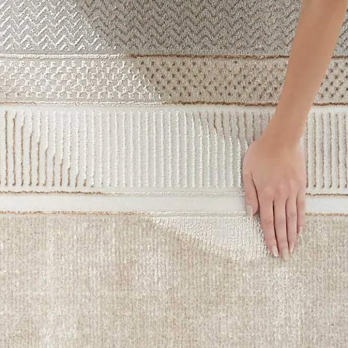 Hot Kirklands Home Ivory and Gold Modern Glam Area Rug, 7x9