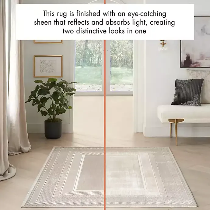 Hot Kirklands Home Ivory and Gold Modern Glam Area Rug, 7x9