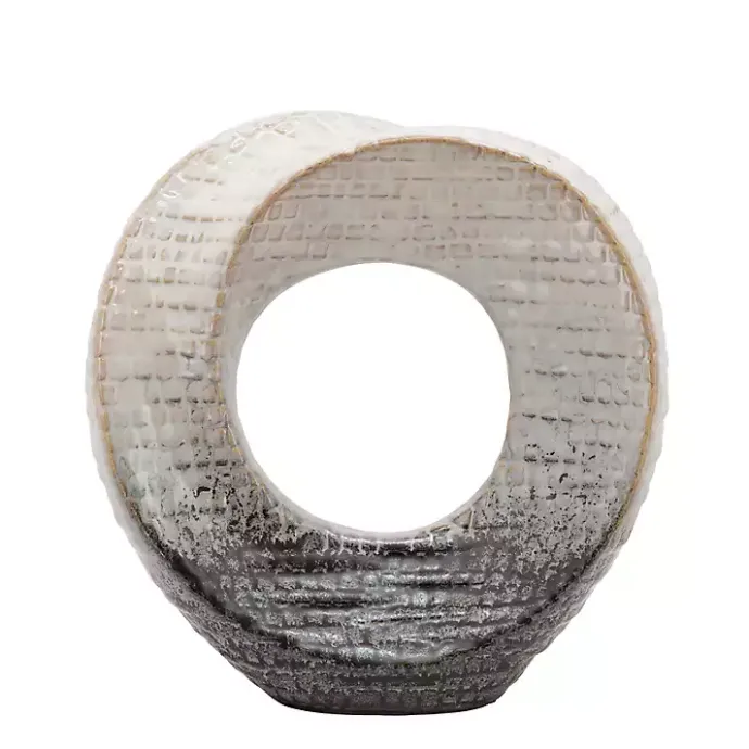 Online Kirklands Home Ivory and Gray Ceramic Ring Sculpture