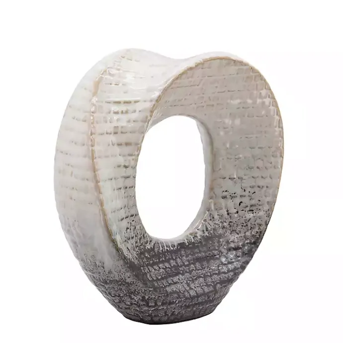Online Kirklands Home Ivory and Gray Ceramic Ring Sculpture