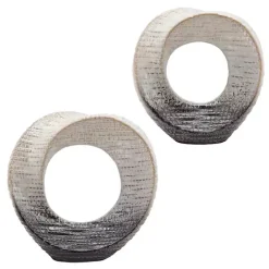 Online Kirklands Home Ivory and Gray Ceramic Ring Sculpture