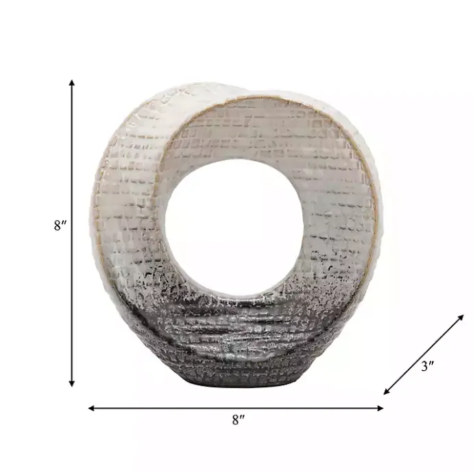 Online Kirklands Home Ivory and Gray Ceramic Ring Sculpture