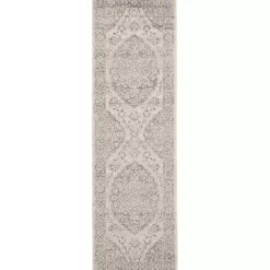Best Kirklands Home Ivory and Gray Oushak Medallion Runner, 2x7