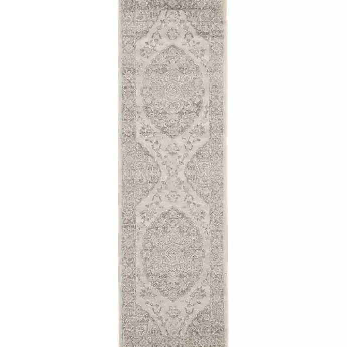 Best Kirklands Home Ivory and Gray Oushak Medallion Runner, 2x7