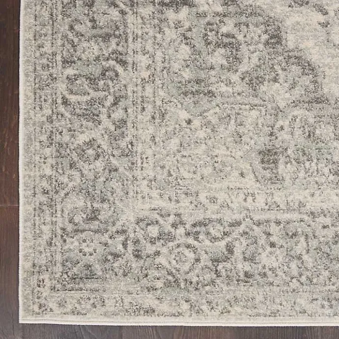 Best Kirklands Home Ivory and Gray Oushak Medallion Runner, 2x7