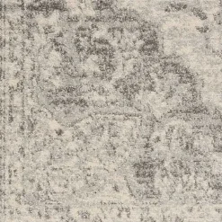 Best Kirklands Home Ivory and Gray Oushak Medallion Runner, 2x7