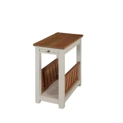 Online Kirklands Home Ivory and Natural Wood Magazine Shelf Accent Table