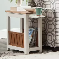 Online Kirklands Home Ivory and Natural Wood Magazine Shelf Accent Table