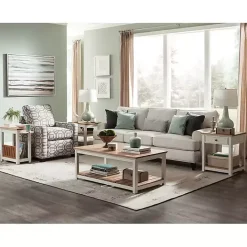 Online Kirklands Home Ivory and Natural Wood Magazine Shelf Accent Table