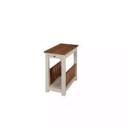 Online Kirklands Home Ivory and Natural Wood Magazine Shelf Accent Table