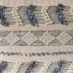 Best Kirklands Home Ivory and Navy Textured Stripe Pouf