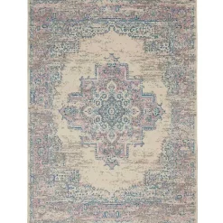 Hot Kirklands Home Ivory and Pink Central Medallion Area Rug, 5x7