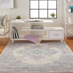 Hot Kirklands Home Ivory and Pink Central Medallion Area Rug, 5x7