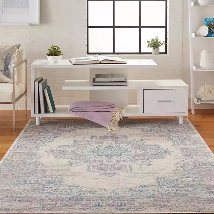 Hot Kirklands Home Ivory and Pink Central Medallion Area Rug, 5x7