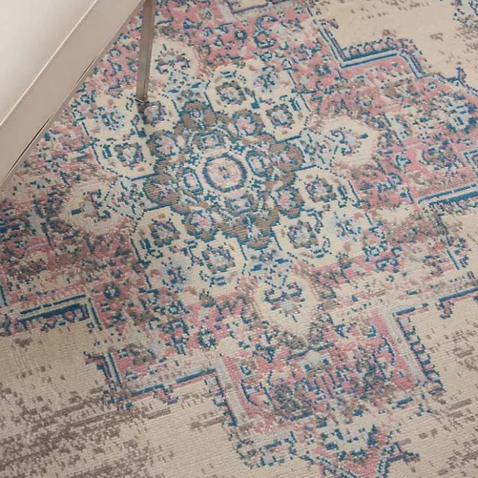 Hot Kirklands Home Ivory and Pink Central Medallion Area Rug, 5x7