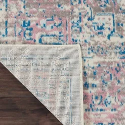 Kirklands Home Ivory and Pink Central Medallion Area Rug, 7x9