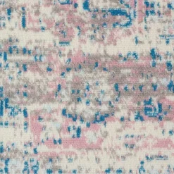 Kirklands Home Ivory and Pink Central Medallion Area Rug, 7x9