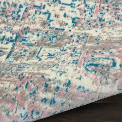 Kirklands Home Ivory and Pink Central Medallion Area Rug, 7x9