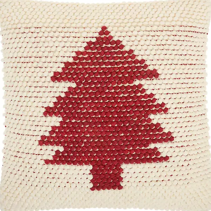 Discount Kirklands Home Ivory and Red Looped Christmas Tree Throw Pillow