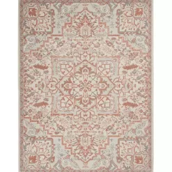 Sale Kirklands Home Ivory and Rose Floral Medallion Area Rug, 5x7