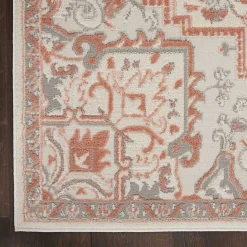 Sale Kirklands Home Ivory and Rose Floral Medallion Area Rug, 5x7