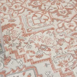 Sale Kirklands Home Ivory and Rose Floral Medallion Area Rug, 5x7