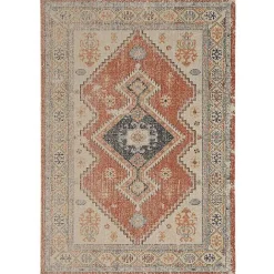 Sale Kirklands Home Ivory and Rust Traditional Motif Area Rug, 5x7