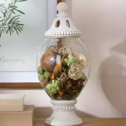 Sale Kirklands Home Beaded Glass Potpourri Jar, 15.5 in. Ivory