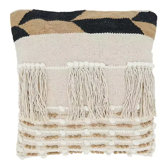 Best Kirklands Home Ivory Boho Fringe Jute Pillow