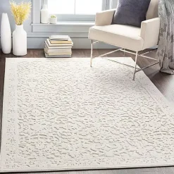 Sale Kirklands Home Ivory Botanical Bohemian Area Rug, 8x10 White