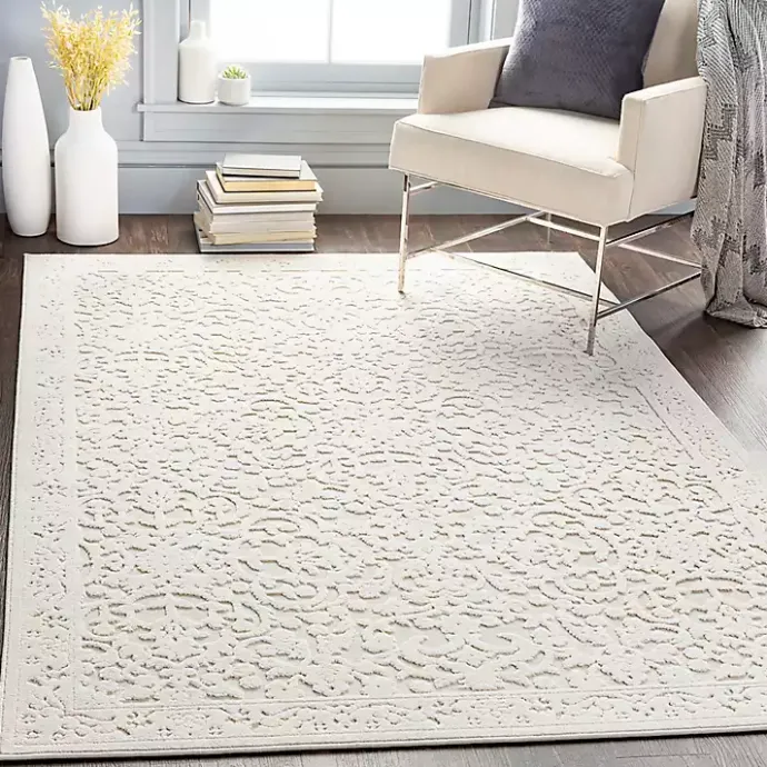 Sale Kirklands Home Ivory Botanical Bohemian Area Rug, 8x10 White
