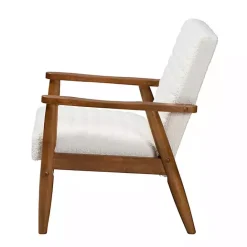 Discount Kirklands Home Boucle & Wood Frame Accent Chair Ivory