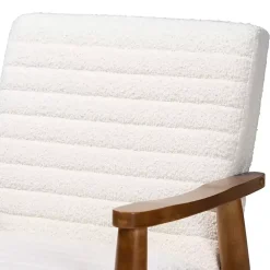 Discount Kirklands Home Boucle & Wood Frame Accent Chair Ivory