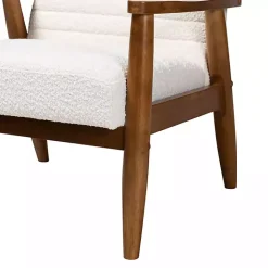 Discount Kirklands Home Boucle & Wood Frame Accent Chair Ivory