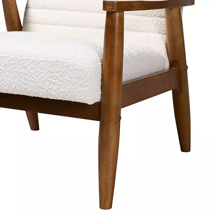 Discount Kirklands Home Boucle & Wood Frame Accent Chair Ivory