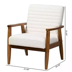 Discount Kirklands Home Boucle & Wood Frame Accent Chair Ivory