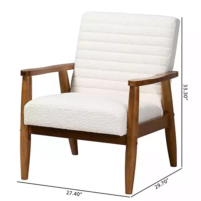 Discount Kirklands Home Boucle & Wood Frame Accent Chair Ivory