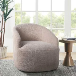 Hot Kirklands Home Boucle Barrel Swivel Accent Chair Ivory