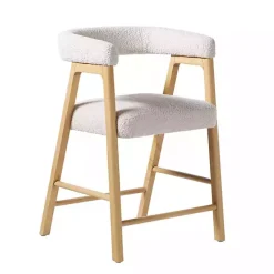 Clearance Kirklands Home Boucle Curved Back Ezra Counter Stool Ivory