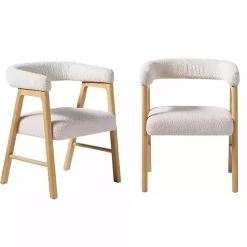Best Kirklands Home Boucle Curved Ezra Dining Chairs, Set of 2 Ivory