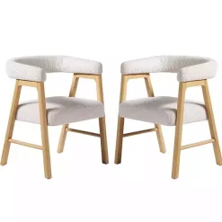 Best Kirklands Home Boucle Curved Ezra Dining Chairs, Set of 2 Ivory